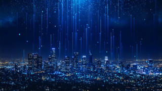 城市夜景酷炫未来科技GIF动态图科技背景粒子背景